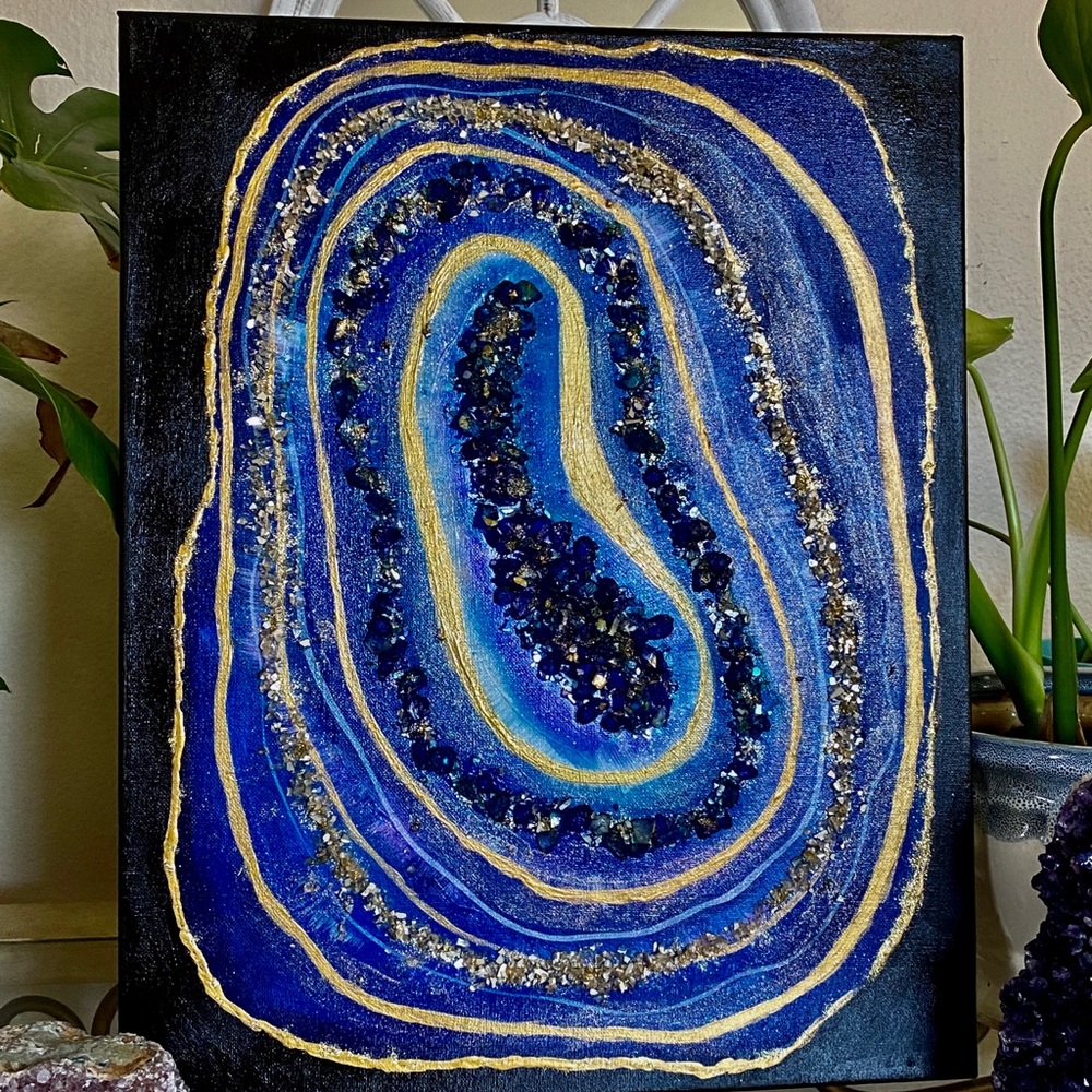 HandMade Painted Crystal Geode Art